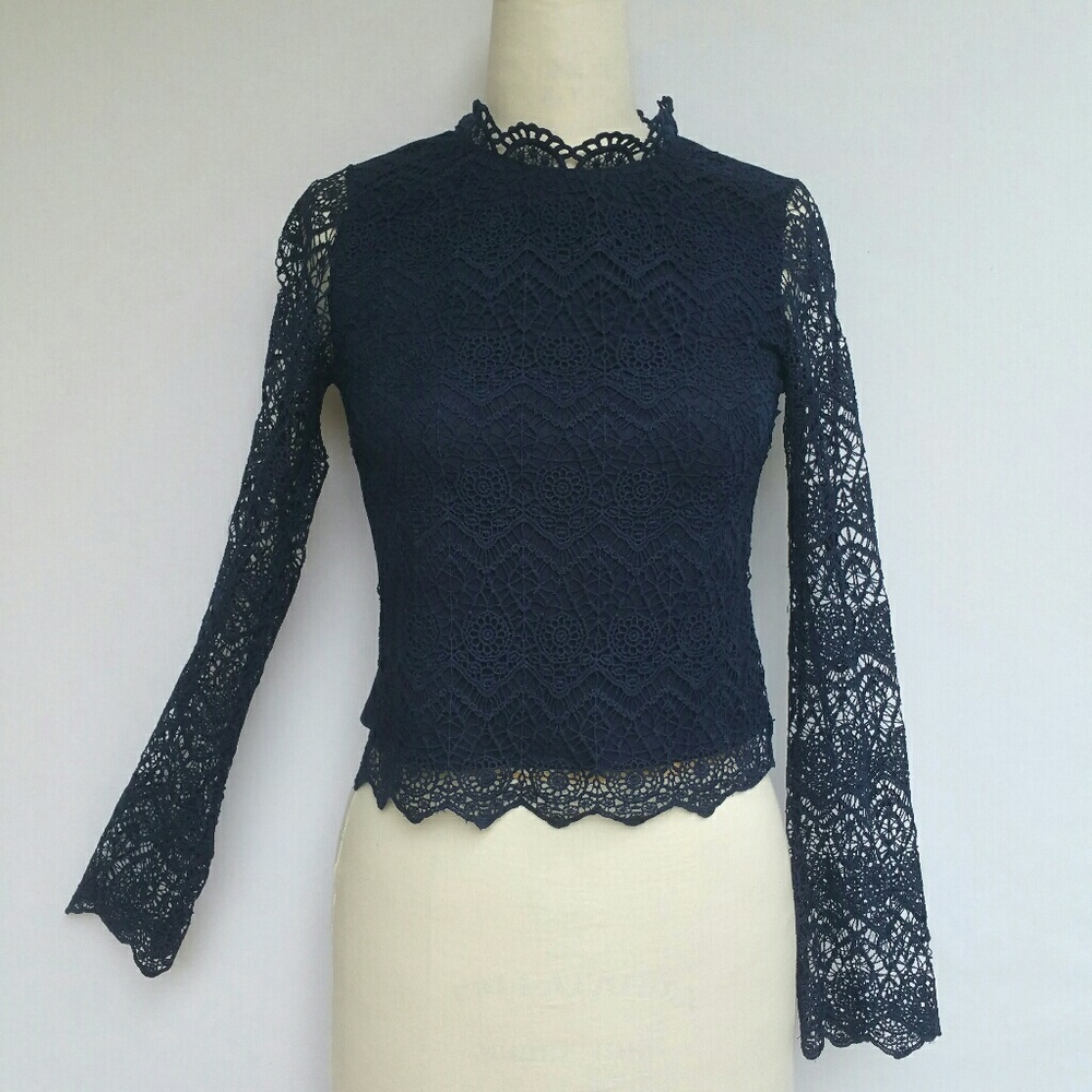 Navy lace top